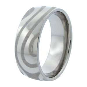 Ashleys Jewelry 8mm Domed Titanium Ring with Swirl Pattern Laser 