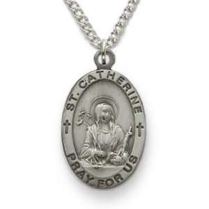 St Catherine, Patron of Artists, Secretaries, Sterling Silver Engraved 
