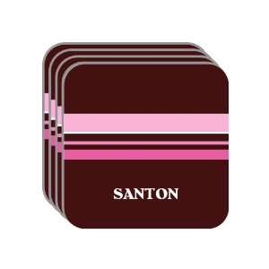 Personal Name Gift   SANTON Set of 4 Mini Mousepad Coasters (pink 