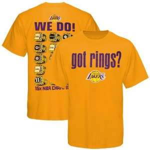Majestic Los Angeles Lakers Gold Got Rings T shirt  Sports 