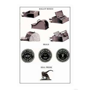  Odd Fellows Ballot Boxes, Seals, Seal Press Giclee Poster 
