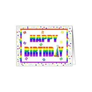  23 Year Old Happy Birthday Rainbow With Hat & Confetti 