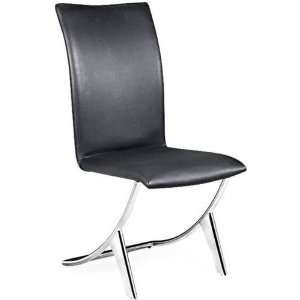  Zuo 102101 Delfin Dining Chair in Chrome with Black Seat 