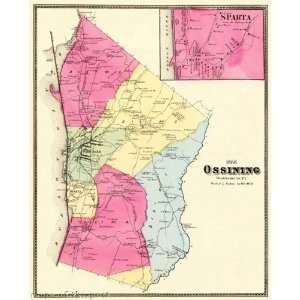  OSSINING & SPARTA NEW YORK (NY) LANDOWNER MAP 1868