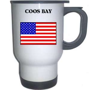  US Flag   Coos Bay, Oregon (OR) White Stainless Steel Mug 