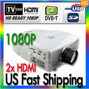 HD 1080P 2000lumes Video 5 LCD RGB PROJECTOR 2xHDMI TV DVB T For PC 