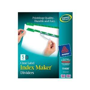   Index Maker Dividers, 5 Tab, White, 5 Sets (11408)