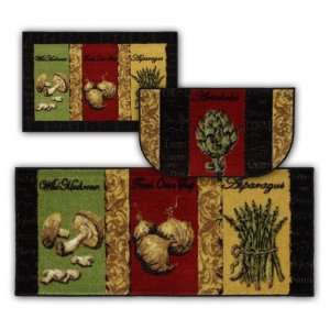    3 Pc Accent Rug Set with French Veges Motif