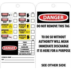  Accident Prevention Tags, Chemical Id, 6X3, Unrip Vinyl 