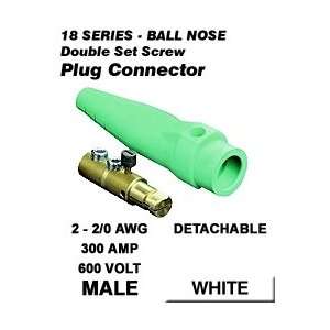  Leviton 18D22 W Male Plug, Detachable, Double Set Screw, 2 