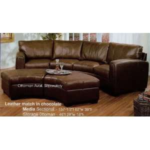 Contemporary Style Jade Chocolate Brown Leather Media Sectional Sofa 