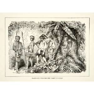 1881 Print Men Travel Forest Jungle Luzon Philippines Native Journey 