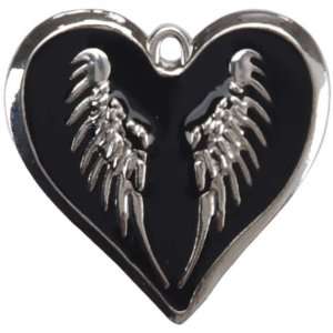  Angel Metal Pendant Wing/Heart Silver