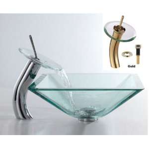  Kraus C GVS 901 19m 10G Aqua Marine Clear Glass Sink with 