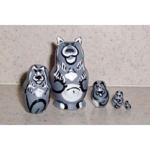 Wolfs * Russian nesting doll mini * 5pc / 1.5in * mn.v.5.wolf