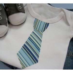  Handmade Tie Onesie, Blue Stripes, 0 3 months Baby