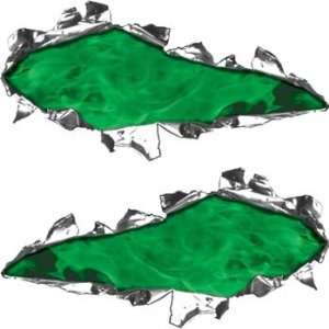  Ripped / Torn Metal Look Decals Inferno Green   3 h x 6 