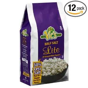 Vics Lite Half Salt White Popcorn, 4.5 Ounce (Pack of 12)