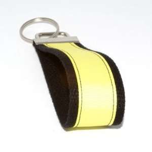  Yellow Stripe 5   Black   Fabric Keychain Key Fob Ring 