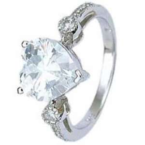 925 Sterling Silver Right Hand Ring With Heart Shape Cubic Zirconia 