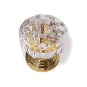 Liberty Hardware   Acrylic Clear Knob Diamond Cut Brass Plated Base 1 