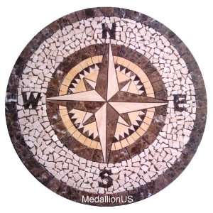  Tile Floor Medallion Marble Mosaic Compass Star Design 36 