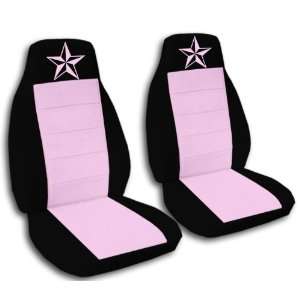 Complete set of Black and Sweet Pink Nautical Star seat covers for a 