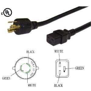 L6 30P to C19 Power Cord, 15 Foot, 12/3 SJT Wire 