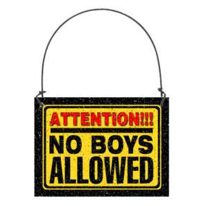 ATTENTION NO BOYS ALLOWED SM Sign Wood Girls Bedroom  