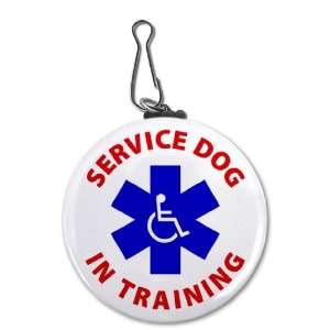  SERVICE DOG In Training Blue Alert Symbol 2.25 inch Clip 