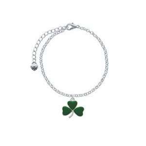  Green Three Leaf Clover   Shamrock Elegant Charm Bracelet 