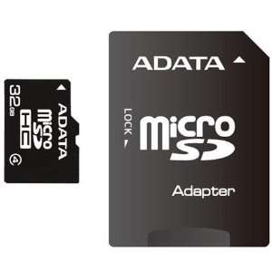  ADATA 32GB microSDHC Memory Card w/ SD Adapter 