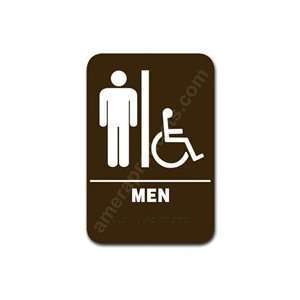  Restroom Sign Handicap Mens Brown 3802
