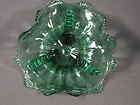 Stylish Green 3 legged Art Glass bowl With Fine Ribbing