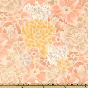  44 Wide Elizabeth Anne Large Floral Peach Fabric By The 