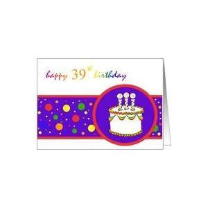  39th Happy Birthday Cake rainbow design Card Toys & Games