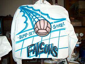 Airbrushed Hooded Sweatshirt VOLLEYBALL S M L XL 2X 3X  