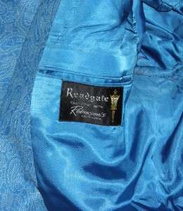 Vintage 60s Blue Readgate Brocade Wool Smokers Jacket  