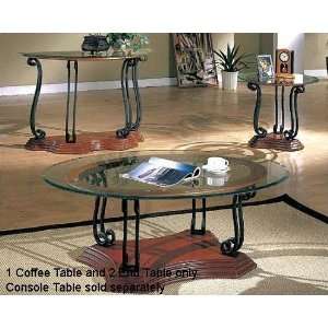  NEW 3PC ROUND 8MM BEVELED GLASS COFFEE& 2 END TABLE SET 