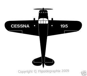 Cessna 190/195 Top Down View Airplane Pilot Decal sm  