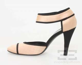   Blush Pink Quilted Satin Ankle Strap Heels Size 39, 04A NEW  