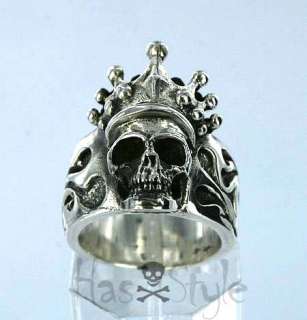 King Baby Studios Crowned Skull Flame Ring 925 NEW  