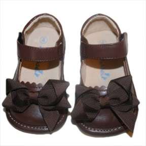 NEW Girls Brown Add A Bow Squeaky Shoes size 4 5 7 8  