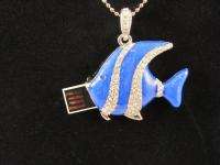 Blue Crystal Fish Necklace USB Jump Thumb Flash Drive 4GB memory 