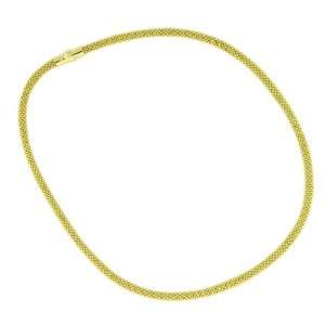  Yellow Gold Plated Mesh Necklace   16 Inch Jewelry