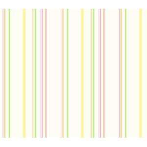   Yellow and Green Stripes Double Roll Wallpaper