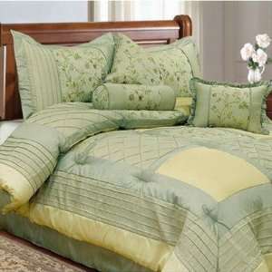   Piece Lily King Comforter Set in Green and Yellow