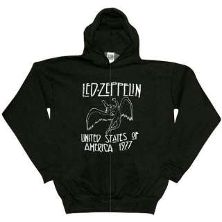 Led Zeppelin   US77 Distressed Zip Hoodie   Medium  