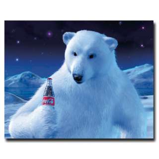 COCA COLA Giclee 19x24 Canvas Art, Polar Bear w/ Coke  
