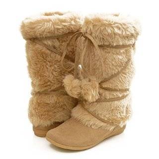  Mukluks Soft Furry Pom pom Snow Winter Flat Boot Ntrl 
